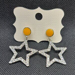 Rhinestone Stars on Yellow Stud Earrings